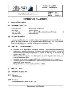 REPRESENTANTE DE LA DIRECCIÓN
