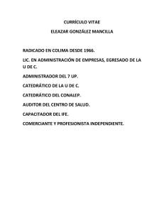 CURRÍCULO VITAE ELEAZAR GONZÁLEZ MANCILLA RADICADO