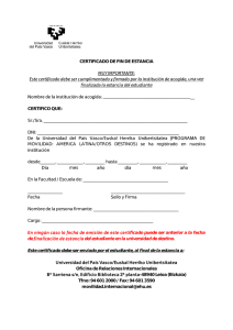 CERTIFICADO DE FIN DE ESTANCIA MUY IMPORTANTE: una vez
