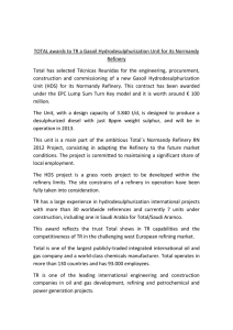 TOTAL awards to TR a Gasoil Hydrodesulphurization Unit for its
