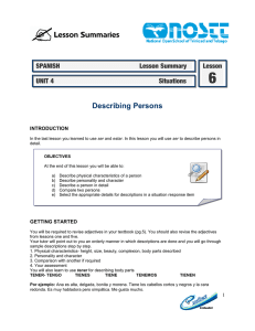 Lesson Summaries Describing Persons
