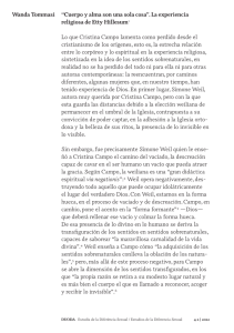 “Cuerpo y alma son una sola cosa”. La experiencia
