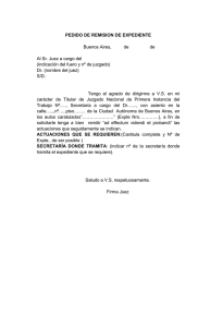 PEDIDO DE REMISION DE EXPEDIENTE Buenos Aires, de de Al Sr