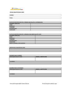 FICHA SOLICITUD DE CUPO Firma del responsable Centro Diurno