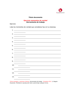 Título documento Ejercicio momentos de verdad Herramienta de