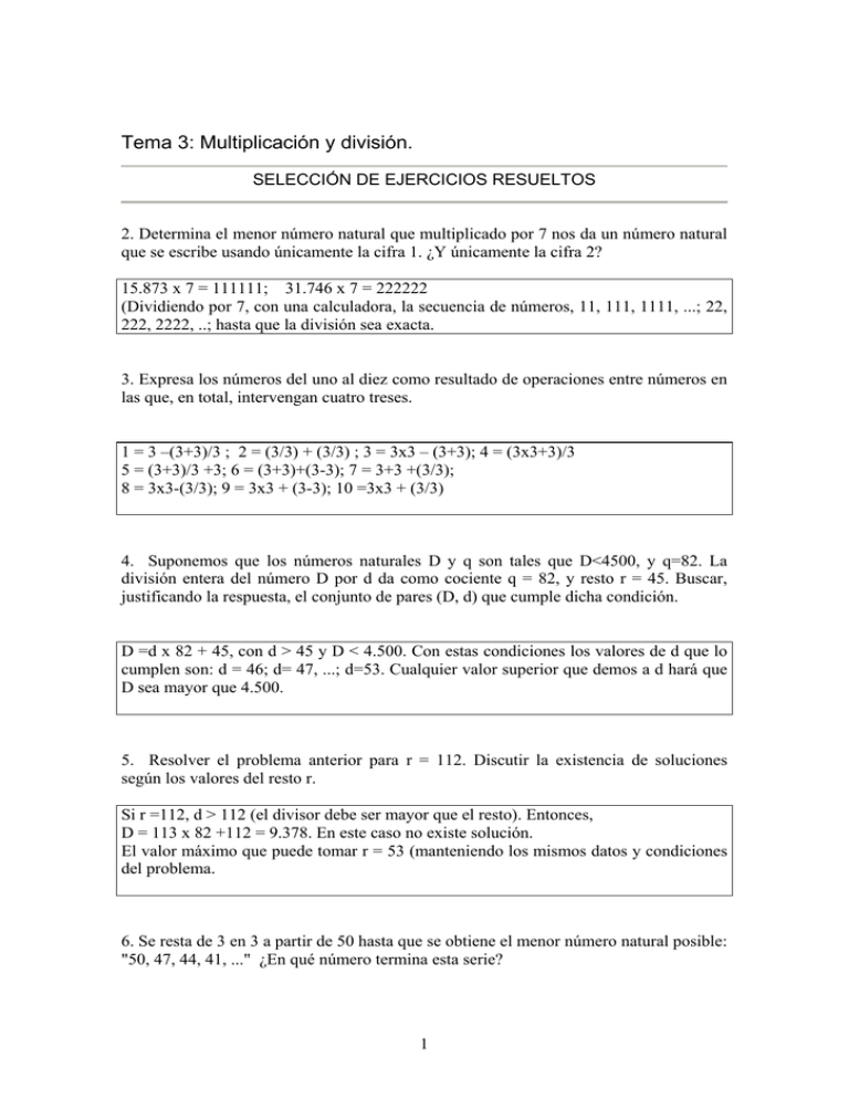 Tema 3: Multiplicación Y División.