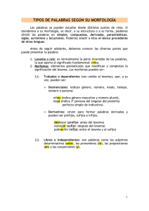 TIPOS DE PALABRAS SEGÚN SU MORFOLOGÍA