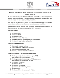 Servicios ofrecidos por el área de servicios y servidores de internet