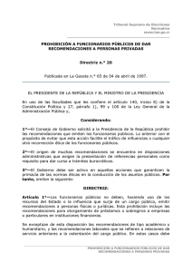 PROHIBICIÓN A FUNCIONARIOS PÚBLICOS DE DAR