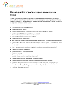 Lista de puntos importantes para una empresa nueva