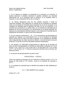 Serie 4 de Cinética Química