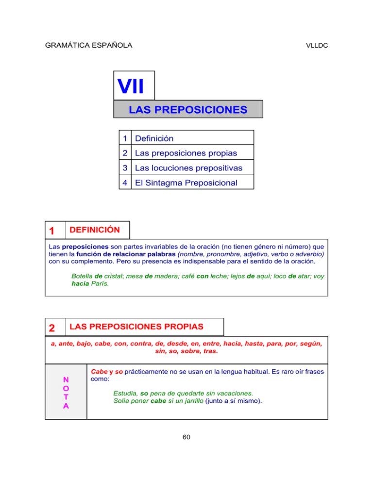 LAS PREPOSICIONES