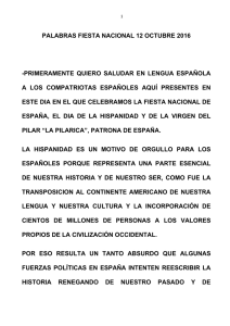PALABRAS FIESTA NACIONAL 12 OCTUBRE 2016