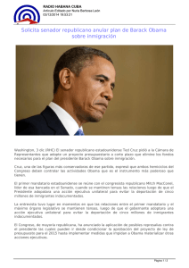 Solicita senador republicano anular plan de Barack Obama sobre