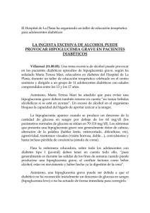 la ingesta excesiva de alcohol puede provocar hipoglucemia grave