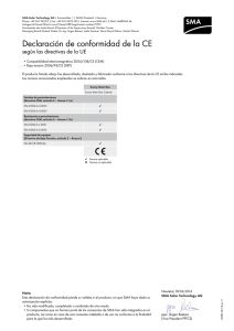 Declaración de conformidad de la CE - Sunny Main Box