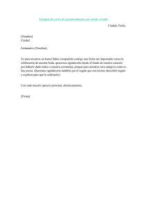Descargar Ejemplo de carta de agradecimiento por asistir a una boda