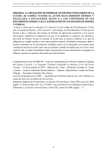 demanda. la obligación de expresar los hechos fundatorios de la