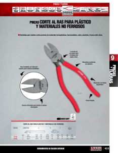 pinzas corte al ras para plástico y materiales no ferrosos