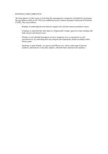 RESUMEN CURSO: OBJETIVOS The main objective of