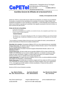 Asamblea General de Afiliados de la Seccional NOA