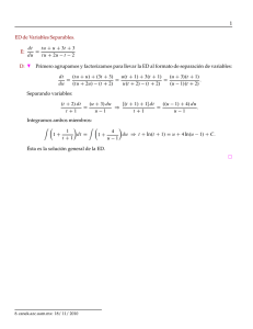 1 ED de Variables Separables. E: dt du D tu C u C 3t - Canek