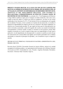 heroico colegio militar. si la baja de uno de sus cadetes por motivos