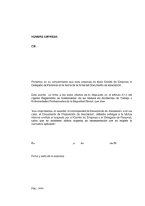 NOMBRE EMPRESA: CIF: Ponemos en su conocimiento que esta