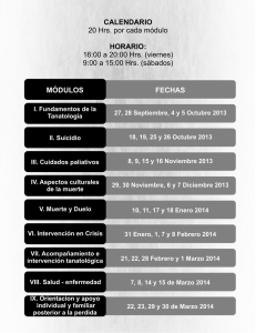 CALENDARIO 20 Hrs. por cada módulo HORARIO: 16:00 a 20:00