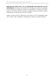 PRESCRIPCION MERCANTIL, NO SE INTERRUMPE POR