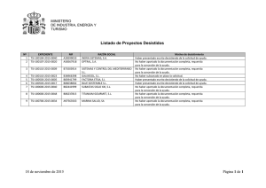Lista de proyectos desistidos  - Ministerio de Industria, Energía