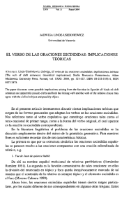 EL VERBO DE LAS ORACIONES ESCINDIDAS: IMPLICACIONES