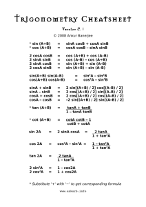 Trigonometry Cheatsheet