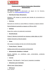 1 Titulares de las Noticias Destacadas (Newsletter Alimentación