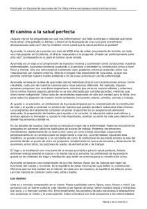 El camino a la salud perfecta - Escuela de Ayurveda de California