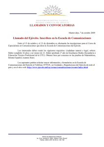 LLAMADOS Y CONVOCATORIAS Llamado del Ejército. Inscriben