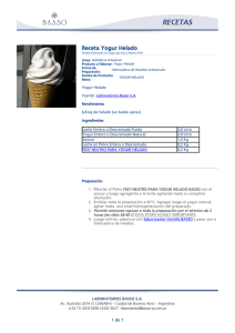 Receta Yogur Helado - Laboratorios Basso SA