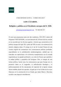 LOS CÁTAROS. Religión y política en el
