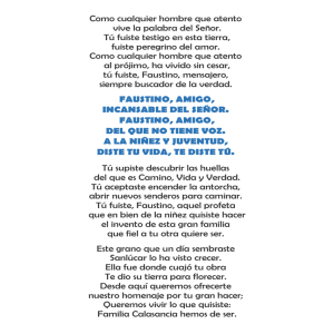 Poema a Faustino: Amor, Servicio y Verdad