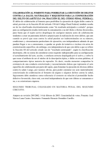 colaboración al fomento para posibilitar la ejecución de delitos