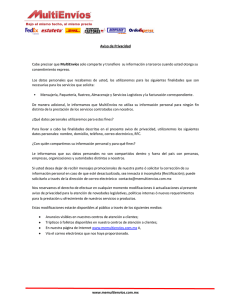 www.memultienvios.com.mx Aviso de Privacidad Cabe precisar que
