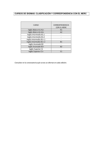 CURSOS DE IDIOMAS: CLASIFICACIÓN Y CORRESPONDENCIA