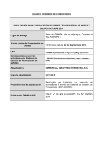 CUADRO RESUMEN DE CONDICIONES Lugar de entrega