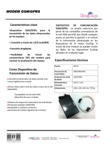 MODEM GSM/GPRS Características clave Especificaciones