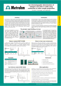 Ion chromatographic determination of halogens and sulfur in solids