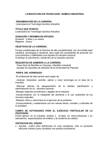 Licenciatura en Tecnología Química Industrial