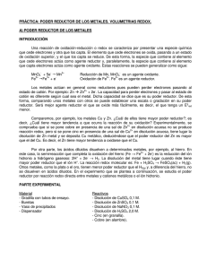 PRÁCTICA: PODER REDUCTOR DE LOS METALES