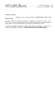 ESTIMADA FAMILIA: Informamos a Uds. del inicio del período de