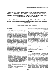 EFECTO DE LA INCORPORACION DE PLANTAS ANTAGONICAS
