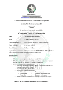 Al tradicional PASEO DE INTEGRACION Condiciones: